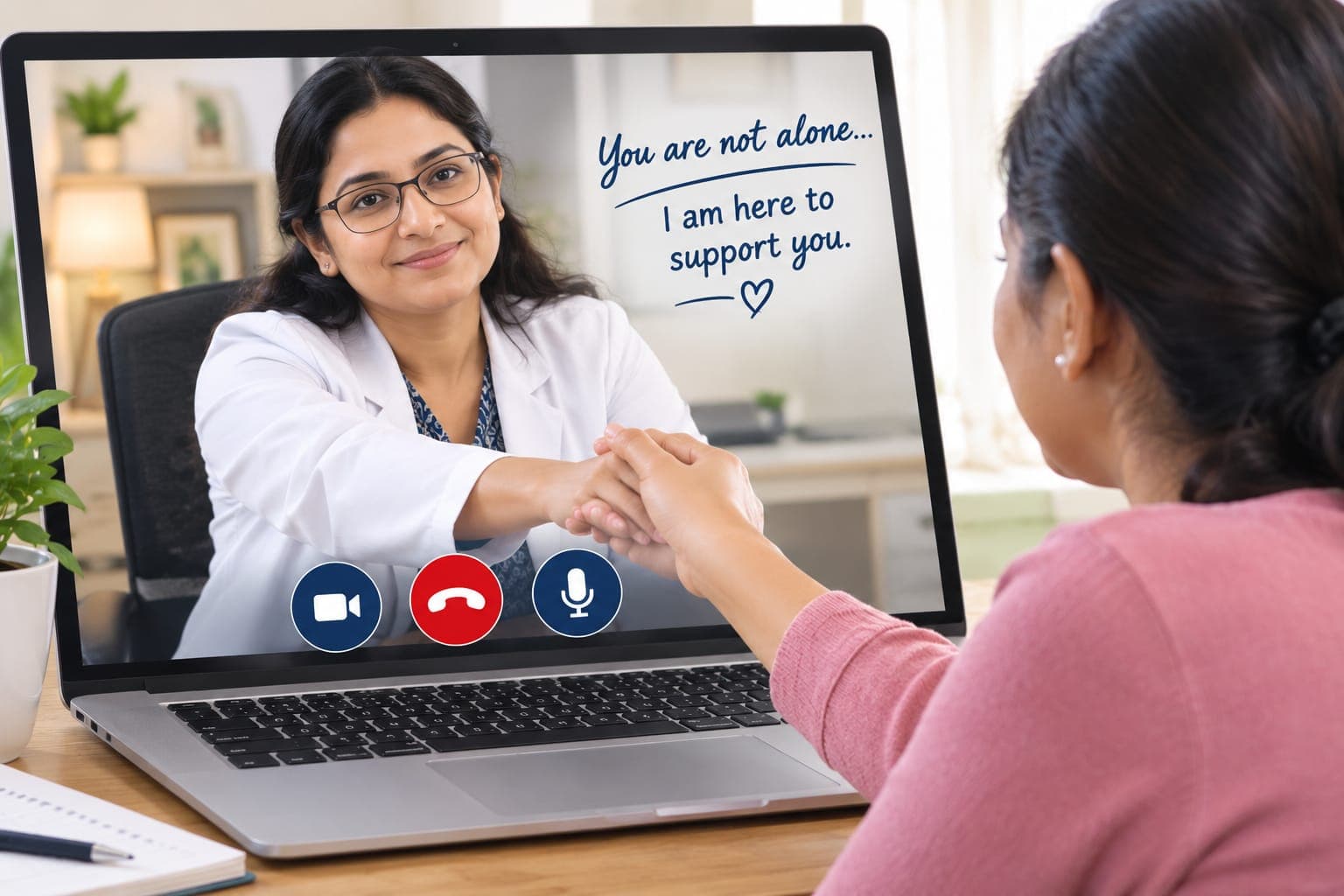 Online video counselling session with doctor